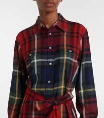 Buy Polo Ralph Lauren Checked Cotton-blend Shirt Dress - Brown At 20% Off | Editorialist