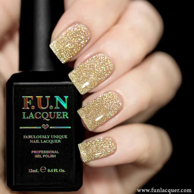Flash Gold Diamond Dust Gel Scattered Holographic Top Coat