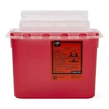Medline Biohazard Patient Room Sharps Disposal Containers - Wall-Mount Sharps Container, Red, 5.4 qt. - MDS705253