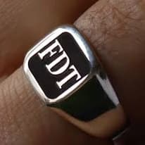 Personalized Sterling Silver Engraved Initial Signet Ring for Men