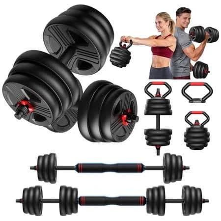 Upgo Adjustable Dumbbells, 55lbs Free Weight Set With Connector, 4 In1 Dumbbells Set As Barbell, Kettlebells, Push Up Stand, Fitness Exercises For Hom
