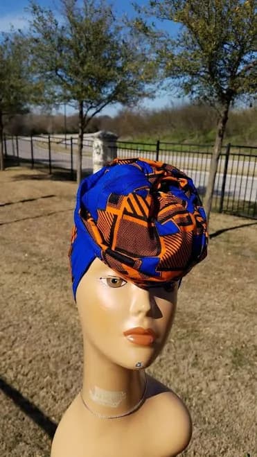 Blue And Orange Headwrap;african Headwrap; African Clothing; African