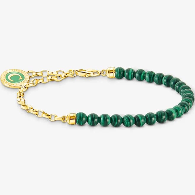 Thomas Sabo Women's 925 Sterling Silver Green Bead Charm Bracelet