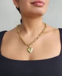ADORNIA Gold Chunky Mixed Link Chain Fluted Heart Necklace - Macy's