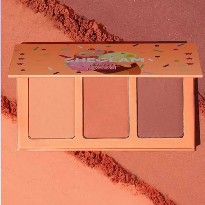 Rebellious Rose Makeup | Sheglam Sweet Cheeks Blush Trio-Sunset Cruise 3-Clolor Powder Blush Palette | Color: Black/Brown/Pink/Purple | Size: Various