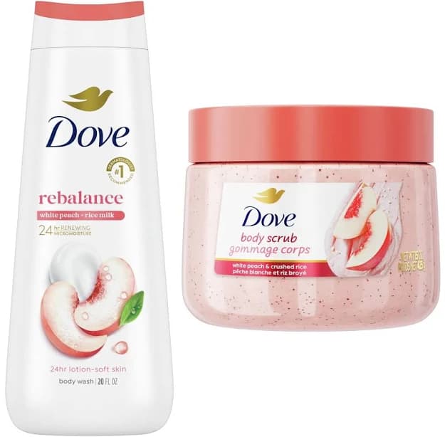 Dove Peach Body Care Collection Body Wash & Body Scrub, 2 Count, Size: 20 oz