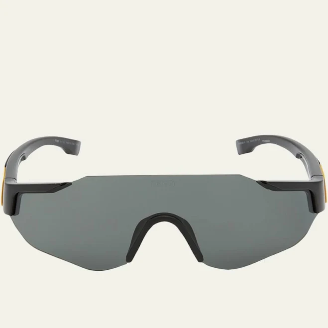 Fendi Men's FF-Logo Rimless Shield Sunglasses