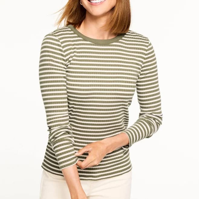 Women's Talbots Plus Size Ribbed Crewneck T-Shirt