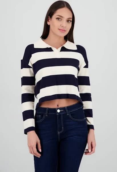 Striped Polo Knit Sweater