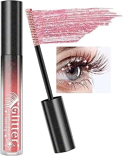Pink Glitter Mascara, Sparkle Diamond Waterproof Colored Mascara, Multi-Use Shimmer Define Curling Eyelashes, Long Lasting Volumizing Lengthening Máscara Eye Makeup for Women Party Festival-07