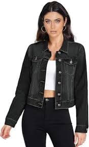 Hybrid & Company Women's Long Sleeve Denim Jackets Basic Button Down Jean Jacket with Pockets JK22881 BLACK M, Jk22881-black, M: Buy Online at Best Price in UAE - Amazon.ae