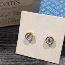 Avon Touch of Glitter Button Crystal Pierced Earrings 1978 Avon New Old Stock 201 - Etsy Israel