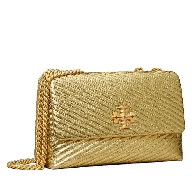 Tory Burch Kira Metallic Moto Quilt Leather Shoulder Bag