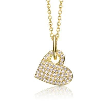 14K Gold Plated Moissanite Heart Pendant Necklace
