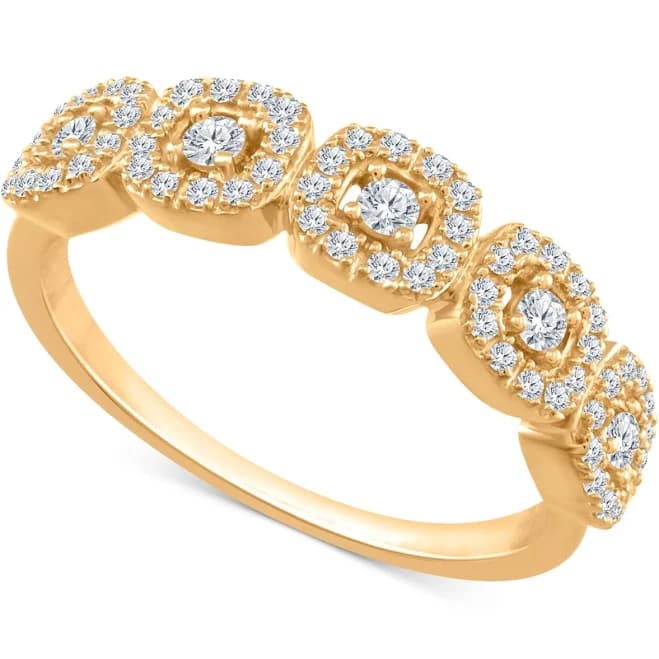 Macy's Diamond Halo Cluster Ring in 10k Yellow, White or Rose Gold