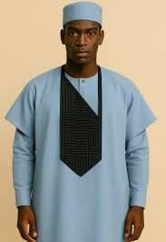 Afefe – Everyday Cotton Agbada Robe in Sky Blue — AGBÁDÁ