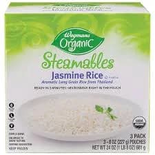Wegmans Organic Steamables Microwavable Jasmine Rice, 3 Pack