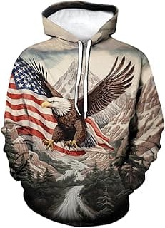 Funny American Flag Eagle Hoodie USA Bald Eagle Graphic Sweatshirt