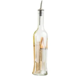 TableCraft Products H932 17 1/2 oz. Clear Glass Olive Oil Bottle with Stainless Steel Pourer