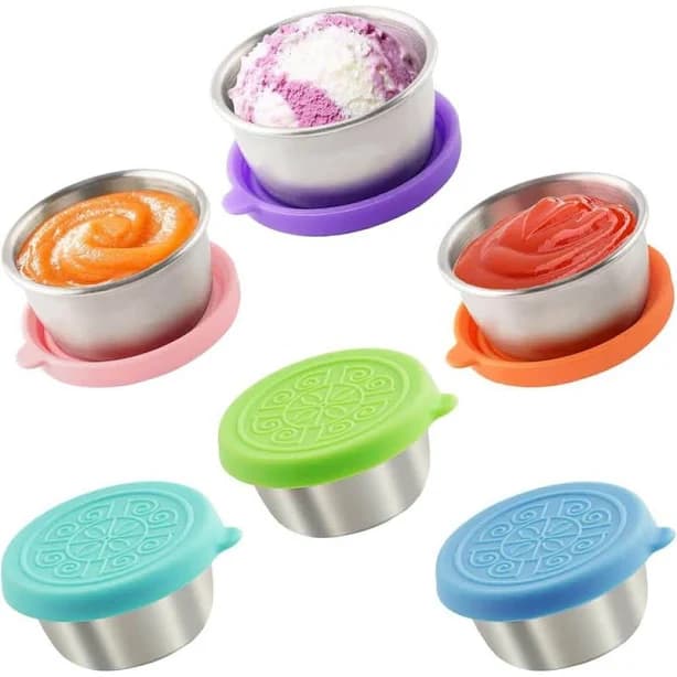 Adrinfly 6 Pieces Stainless Steel Salad Dressing Containers with Lids