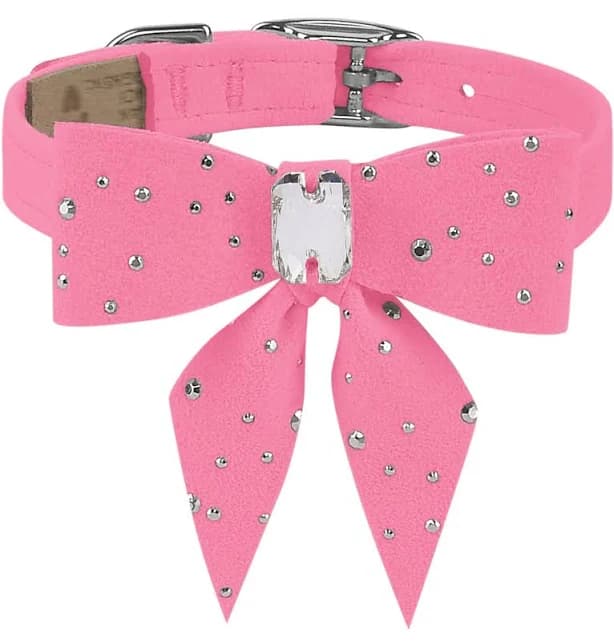 Crystallized Bow Dog Collar | Fancy Pet Collar | Susan Lanci Designs XXS / Perfect Pink