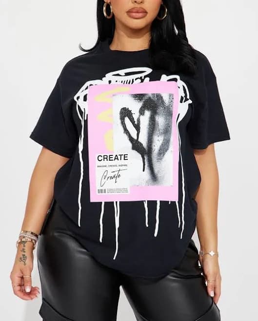 Fashion Nova Create Love Graffiti Graphic T-Shirt