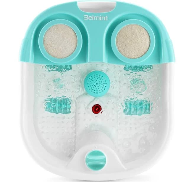 Belmint Foot Spa Massager with Heat & Bubbles Vibration, Anti Slip Rubber Feet, Massage Rollers
