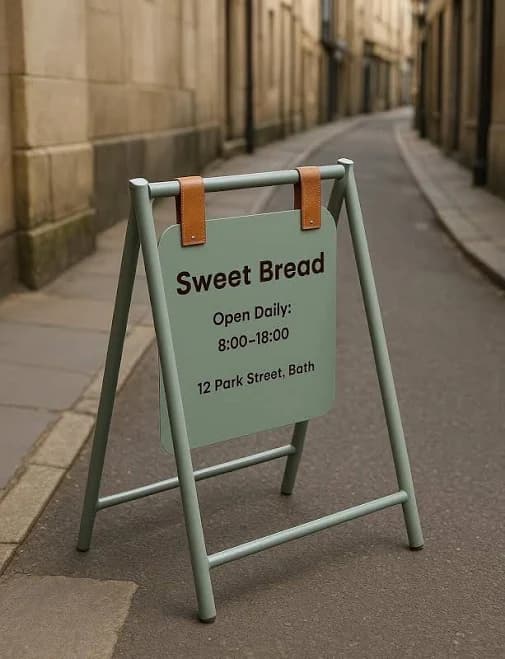 Custom Double Sided A Frame Sidewalk Sign for Outdoor Business Advertising and Personalized Storefront Cafe Display