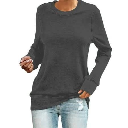 Fiaer,crew Neck Sweatshirts for Women,Womens Loose Fit Drop Shoulder Oversized Casual Trendy Solid Warm Pullover Dark Gray L, Women's, Size: Large