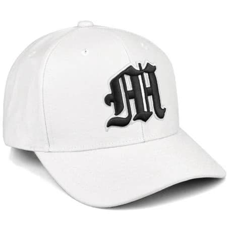 Adult Daxton Premium Mid Profile Hat Semi Curved Visor Cap White Gothic Embroidered