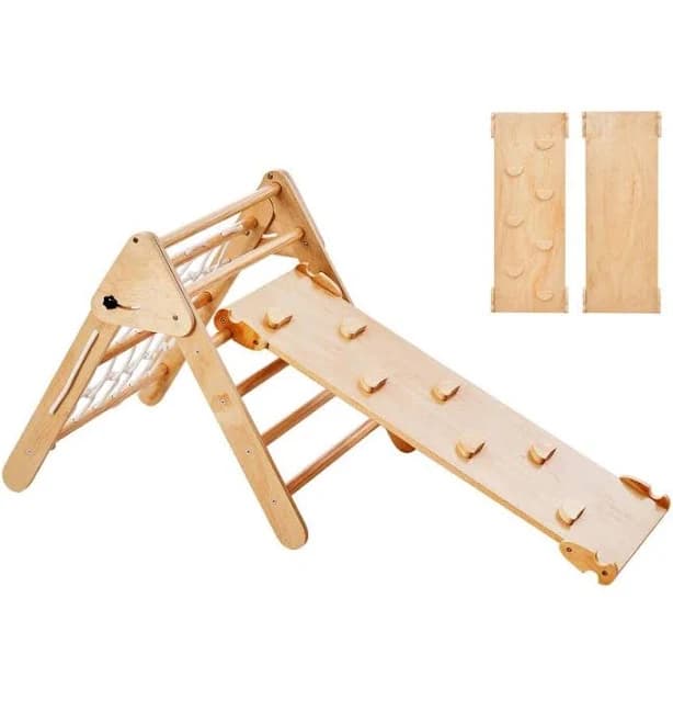 VEVOR Pikler Triangle Set 4 in 1 Toddler Climbing Toys Indoor Playground Ramp Arch Climbing