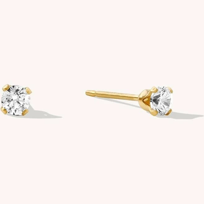 Dainty CZ Sterling Silver Stud Earrings