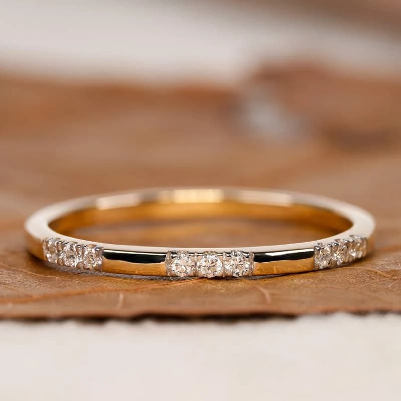 14K Yellow Gold Micro Pave Diamond Engagement Band