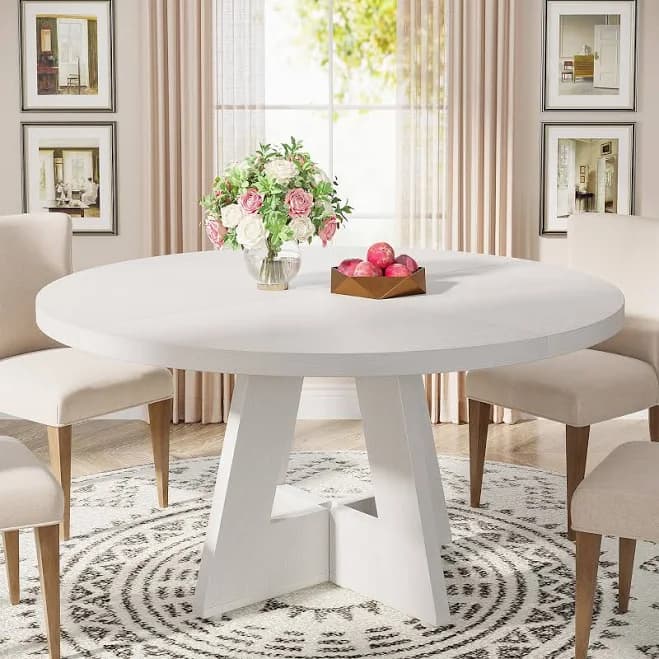 Fnova White Round Contemporary/Modern Dining Table