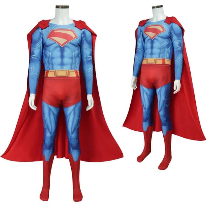 Cosplay Superman Legacy Clark Kent Jumpsuit Cape Superhero Adult Mens