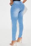 Got Spunk Destroyed High Stretch Skinny Jeans - Light Wash | Fashion Nova