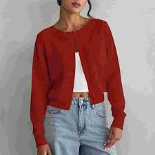 HTNBO Womens Cropped Cardigan Sweaters Crew Neck Long Sleeve Button Up Sweaters Lightweight Knit Trendy Casual Coats - Walmart.com