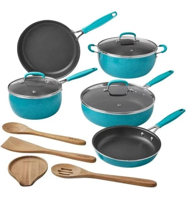 The Pioneer Woman Frontier Speckle 12-Piece Aluminum Cookware Set