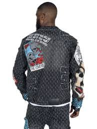F1055 Brave Heart Denim Jacket - Black – Makobi Jeans USA