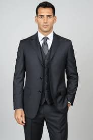 Mens 3 Button Blazer - Three Button Dark Charcoal Sport Coat - Side Ve — MensUSA