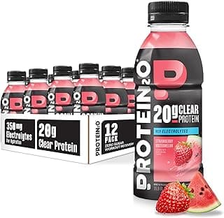 Hydration Drink - 2-in-1 Liquid Clear Whey Protein Isolate and Electrolyte Drink - 20g Protein, Vitamins B5, B6 - Post-Workout Recovery - 16.9 Fl Oz - 12 Count Strawberry Watermelon