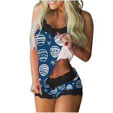 Simua Lace Cami Pajamas for Women, Womens Easter Print Sexy Sleeveless Tank Top and Shorts Nightwear Pjs Set, Size S-XXL - Walmart.com