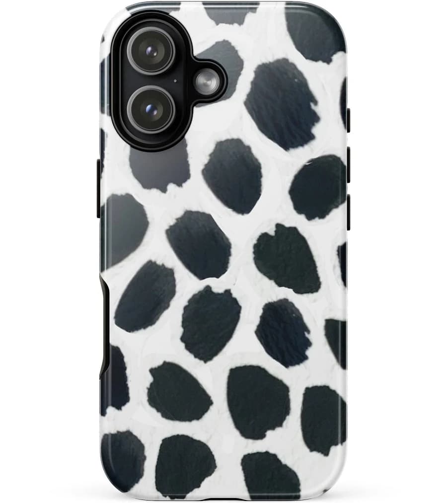 Black and White Brushstroke Dot Tough Case for iPhone