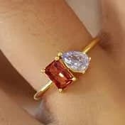 Emerald and Pear Cut Birthstone Ring