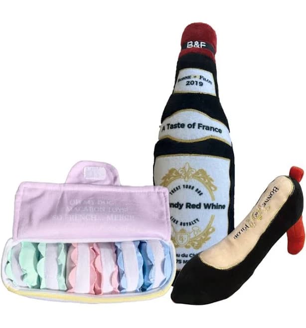 Bonne et Filou Plush Squeaky Dog Toy Set