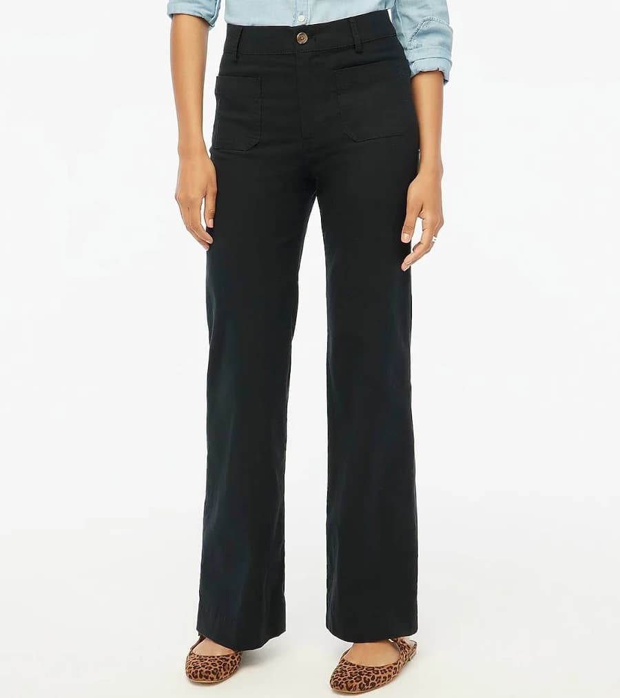 J.Crew Women's Lizzie High-Rise Patch-Pocket Wide-Leg Pants
