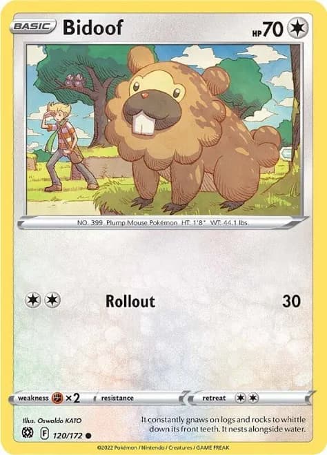 Bidoof SWSH09 Brilliant Stars Reverse Holo