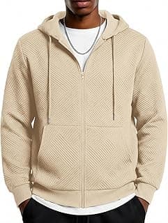 Mens Hooded Sweatshirt Zip Up Casual Knit Hoodies Fashion Drawstring Sweatshirts with Pockets