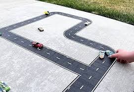 Amazon.com: PlayTape Road Tape for Toy Cars - Sticks to Flat Surfaces, No Residue; 30 ft. x 4 in. Asphalt Road : Toys & Games