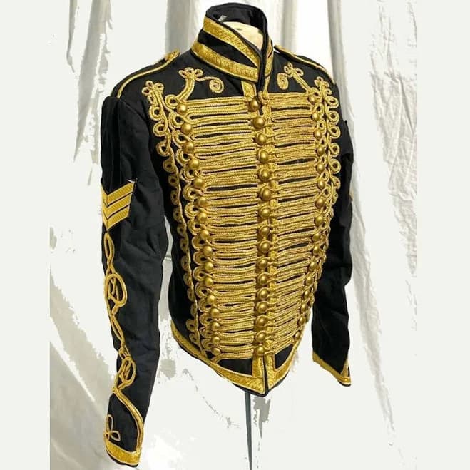 Men's Black Ceremonial Gold Braiding Hussar Jacket